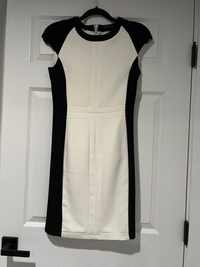 Zara Cap-Sleeve Black and White Dress